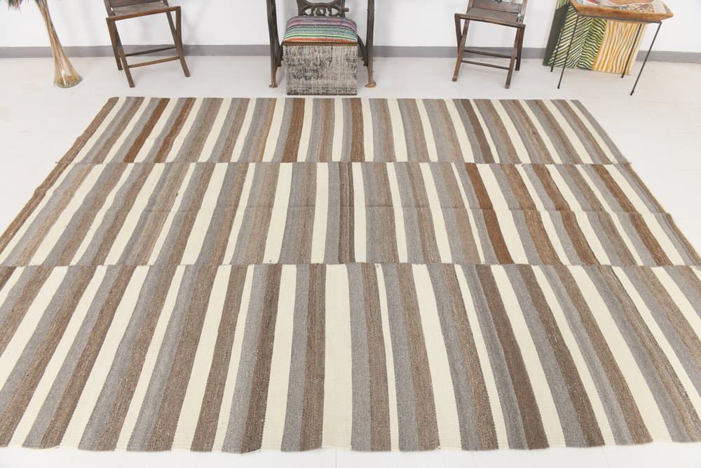 Kilim 228x310 cm, beżowy, brązowy, wełna, Turcja, lata 70. - 216215