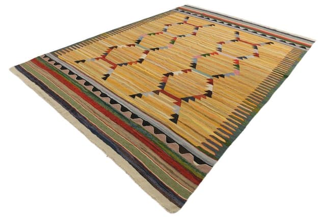 Kilim 365x268 cm, green, red, wool, 1970s - DIMENSION