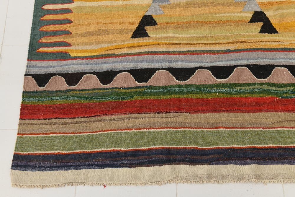 Kilim 365x268 cm, green, red, wool, 1970s - 216179