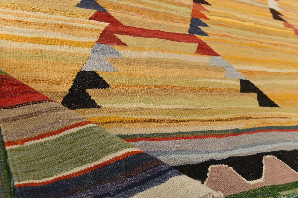 Kilim 365x268 cm, green, red, wool, 1970s - 216175