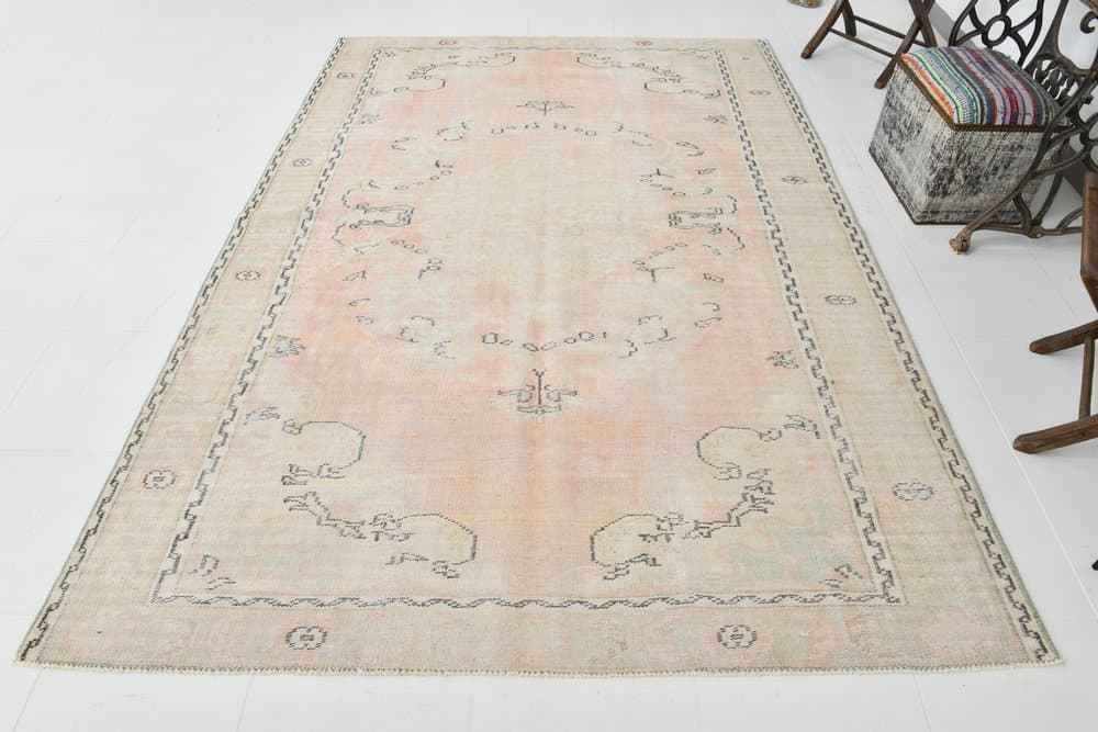 Rug 283x194 cm, Pink, Green, Wool, 1970s - 216152