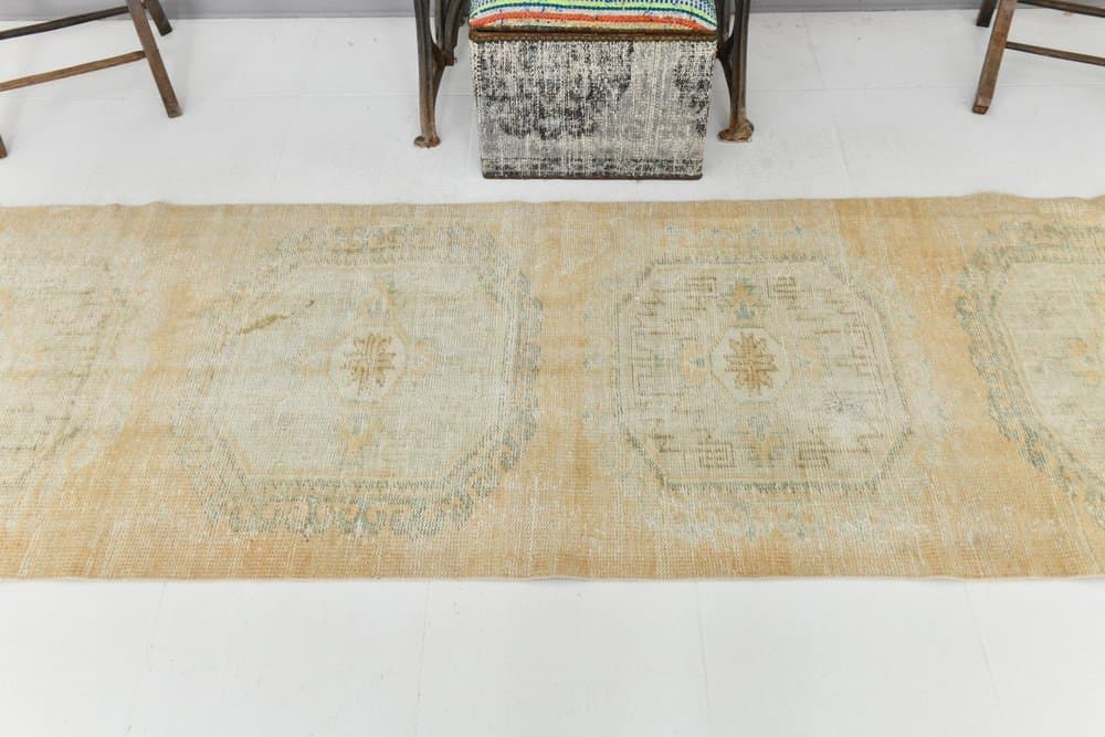 Chodnik 85x326 cm, beżowy, wełna, lata 60. - 216128