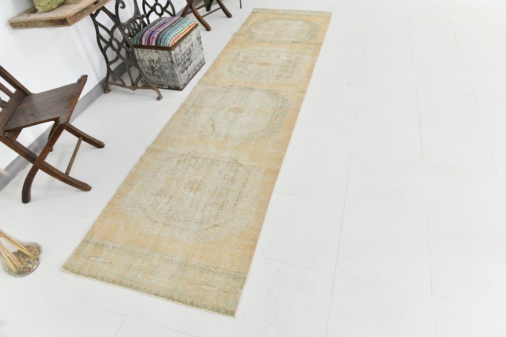 Chodnik 85x326 cm, beżowy, wełna, lata 60. - 216125