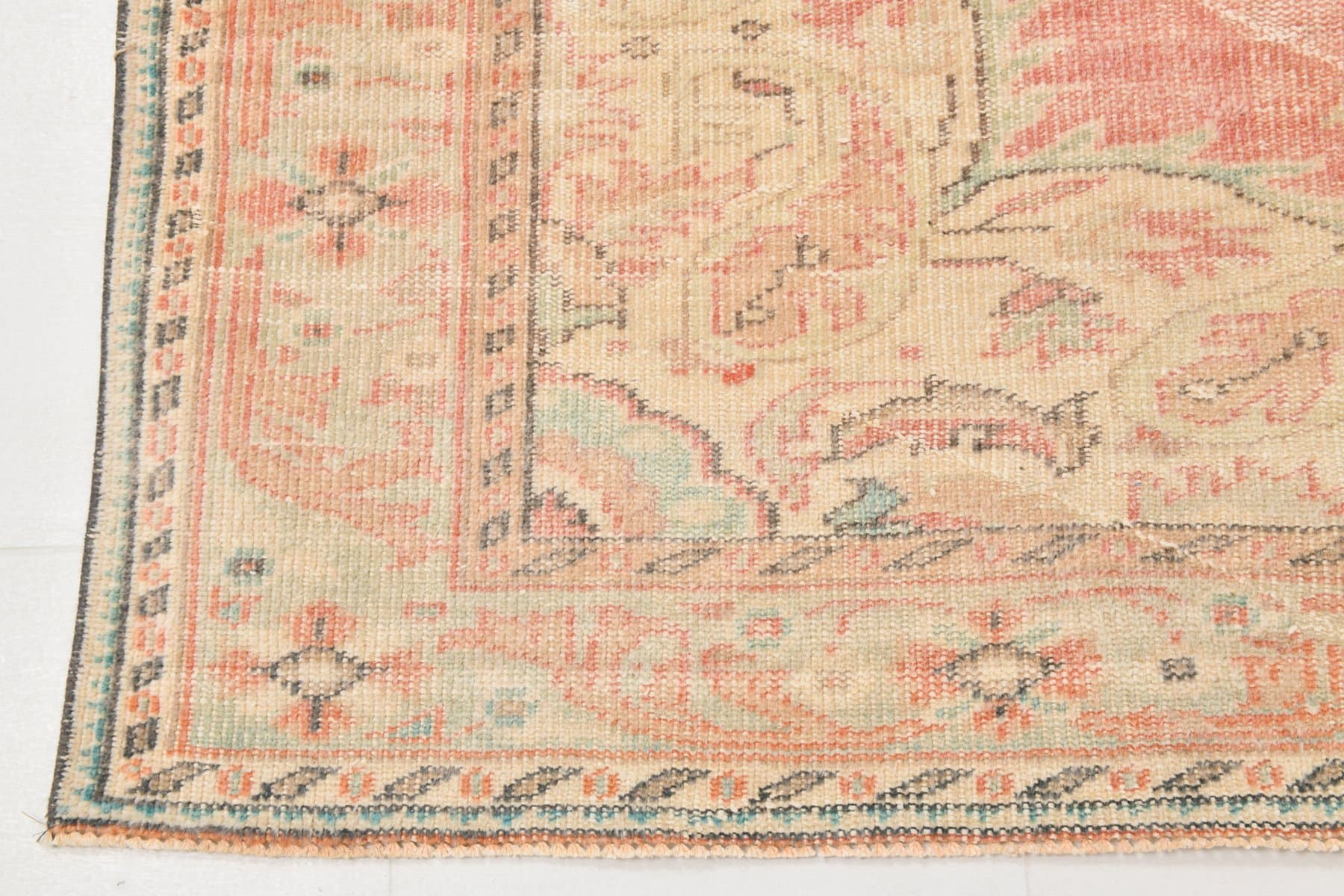 Rug 212x306 cm, pink, beige, wool, 1970s - 216121