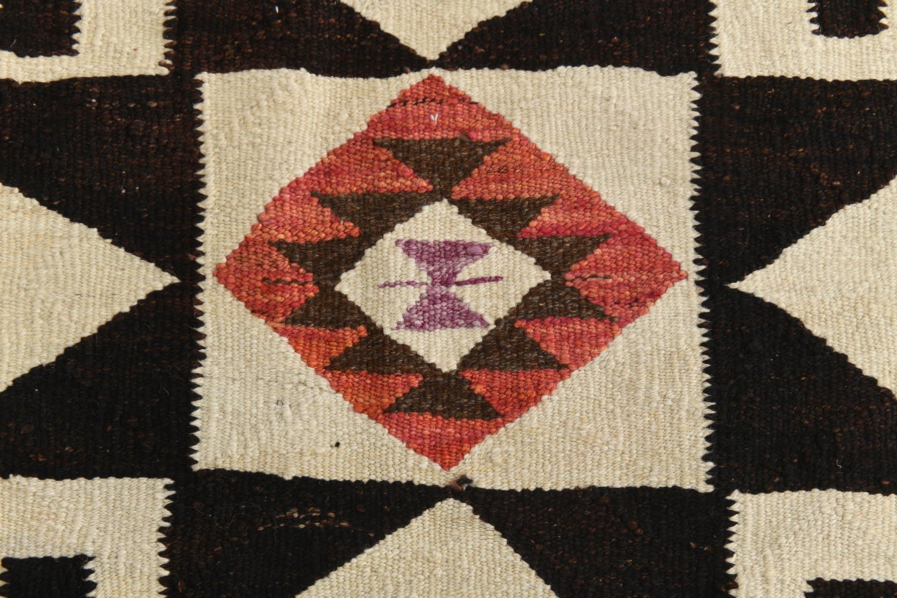 Chodnik 330x117 cm, beżowy, czarny, wełna, lata 70. - 216111