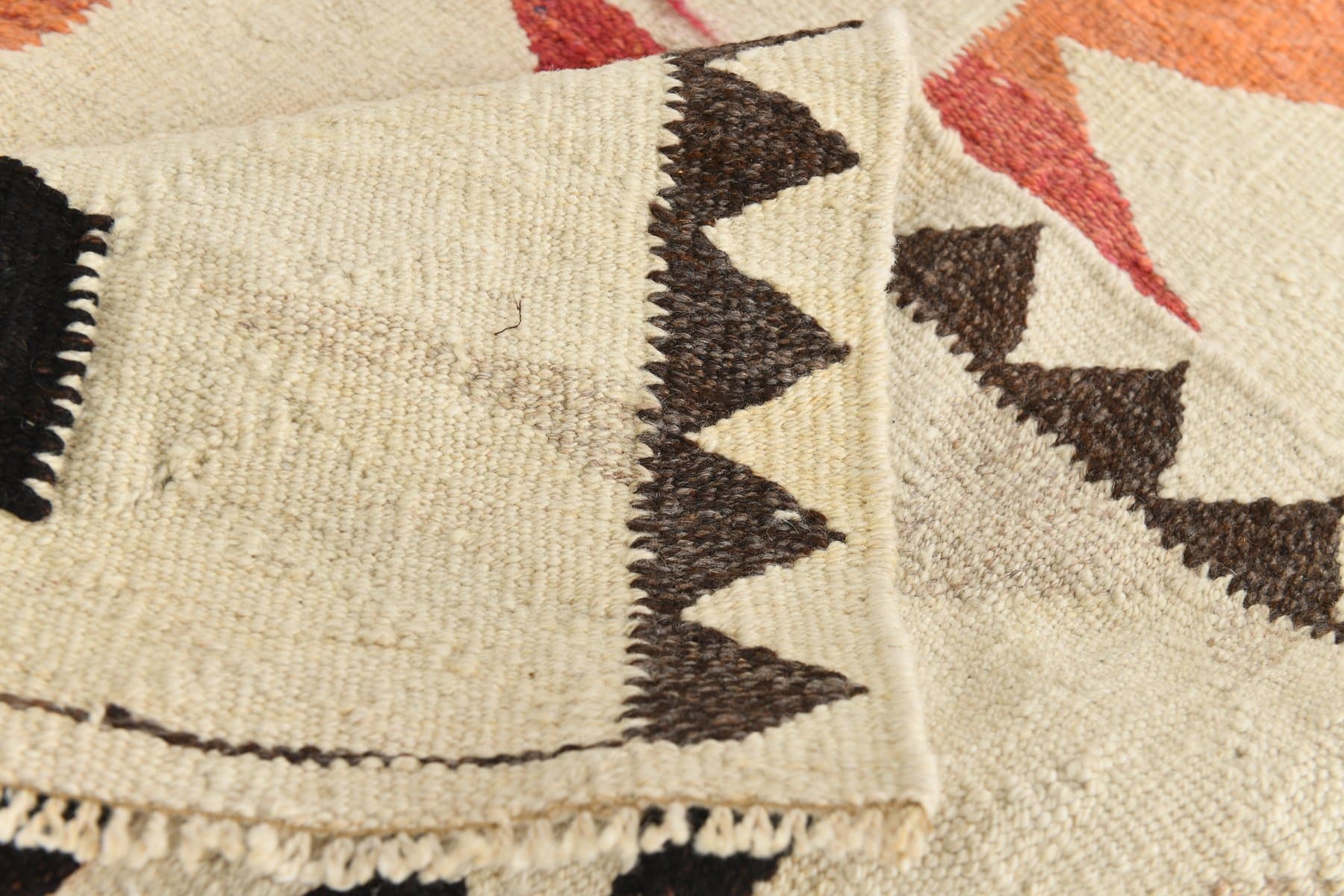 Chodnik 330x117 cm, beżowy, czarny, wełna, lata 70. - 216101