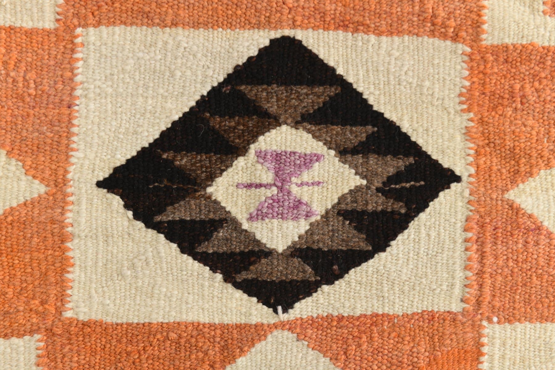 Chodnik 330x117 cm, beżowy, czarny, wełna, lata 70. - 216108