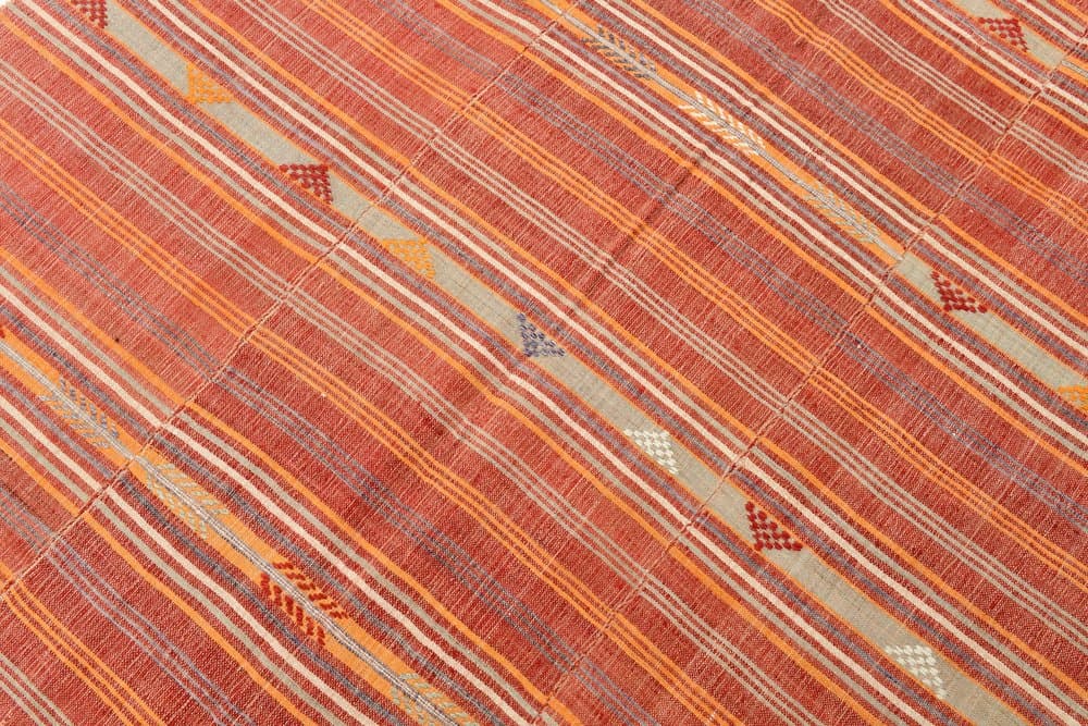 Kilim 204x161 cm, pomarańczowy, beżowy, wełna, lata 70. - 216092