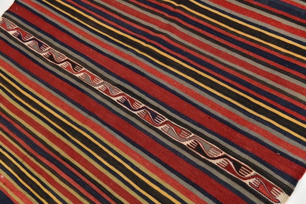 Kilim 149x244 cm, czerwony, czarny, wełna, lata 70. - 216079