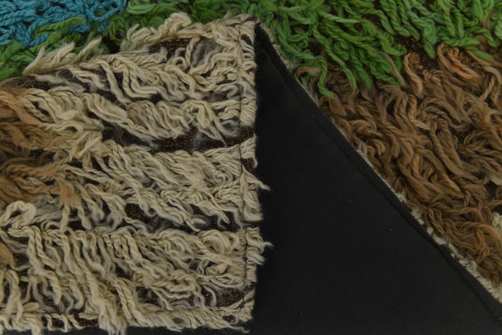 Rug 205x307 cm, beige, blue, wool, 1970s - 216047