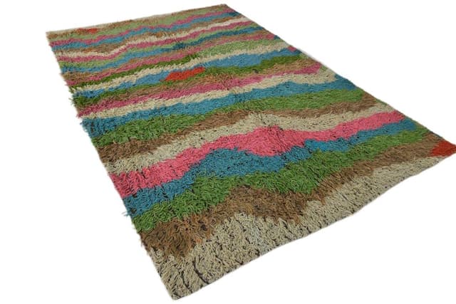 Rug 205x307 cm, beige, blue, wool, 1970s - DIMENSION