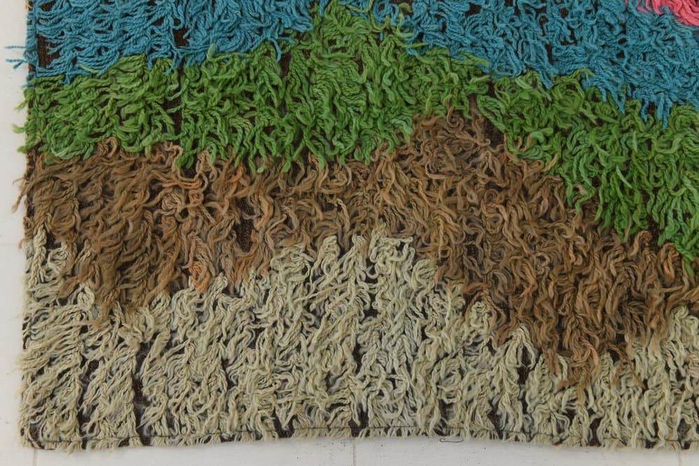 Rug 205x307 cm, beige, blue, wool, 1970s - 216045