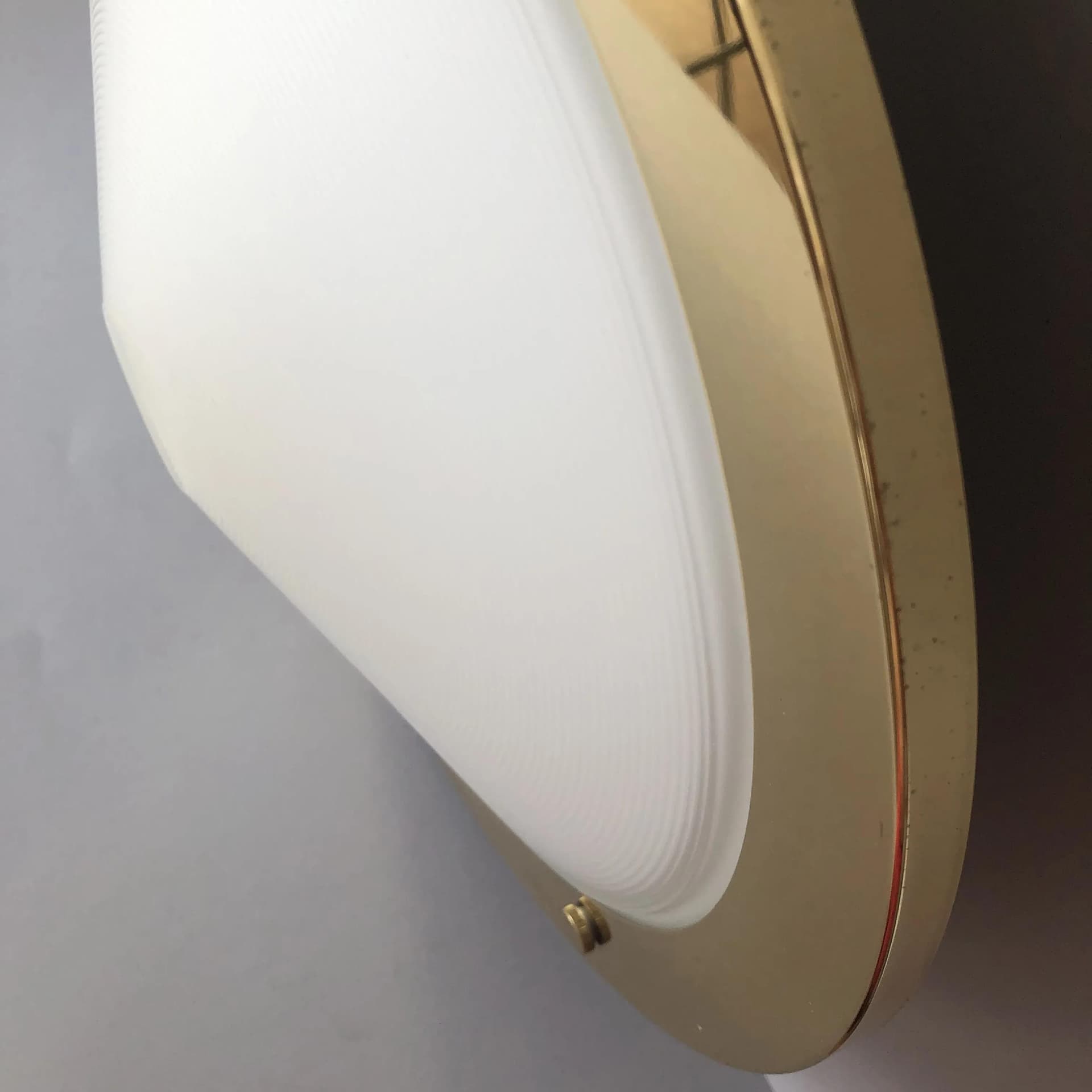 Plafon, szkło biały, mosiądz, Niemcy, lata 80. - 16018