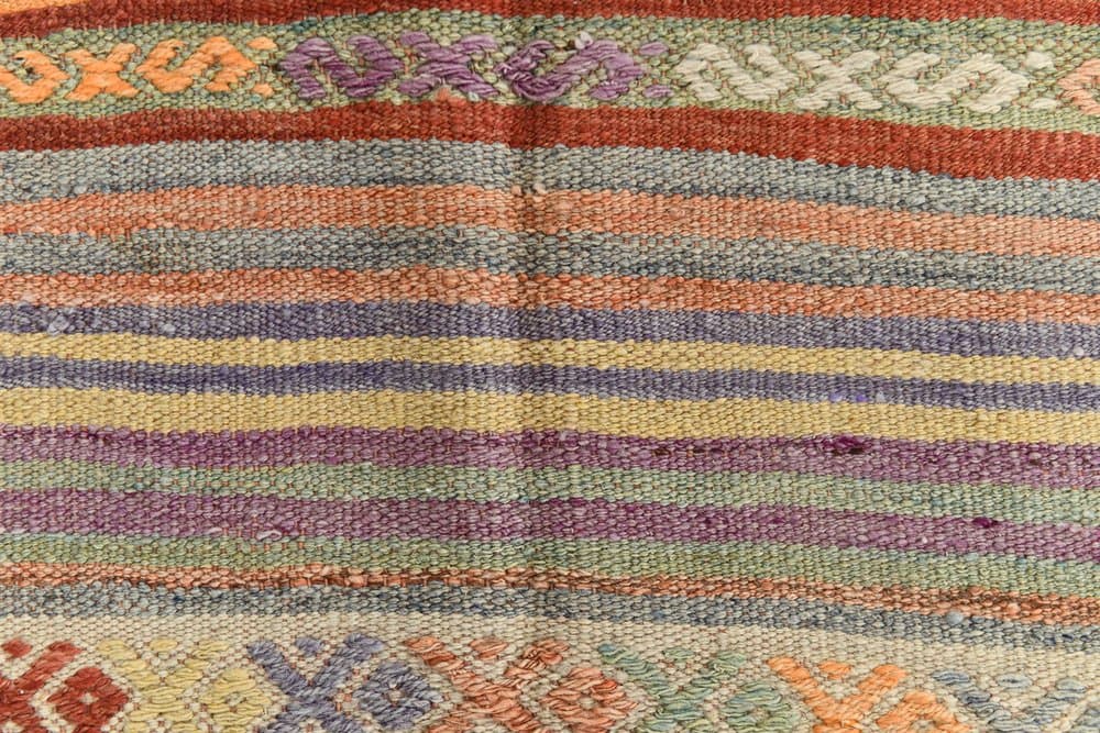 Kilim 152x364 cm, brązowy, beżowy, wełna, lata 70. - 215990
