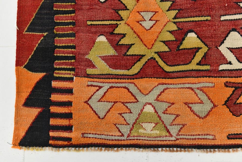 Rug 165x272 cm, Red, Black, Cotton, 1970s - 216807