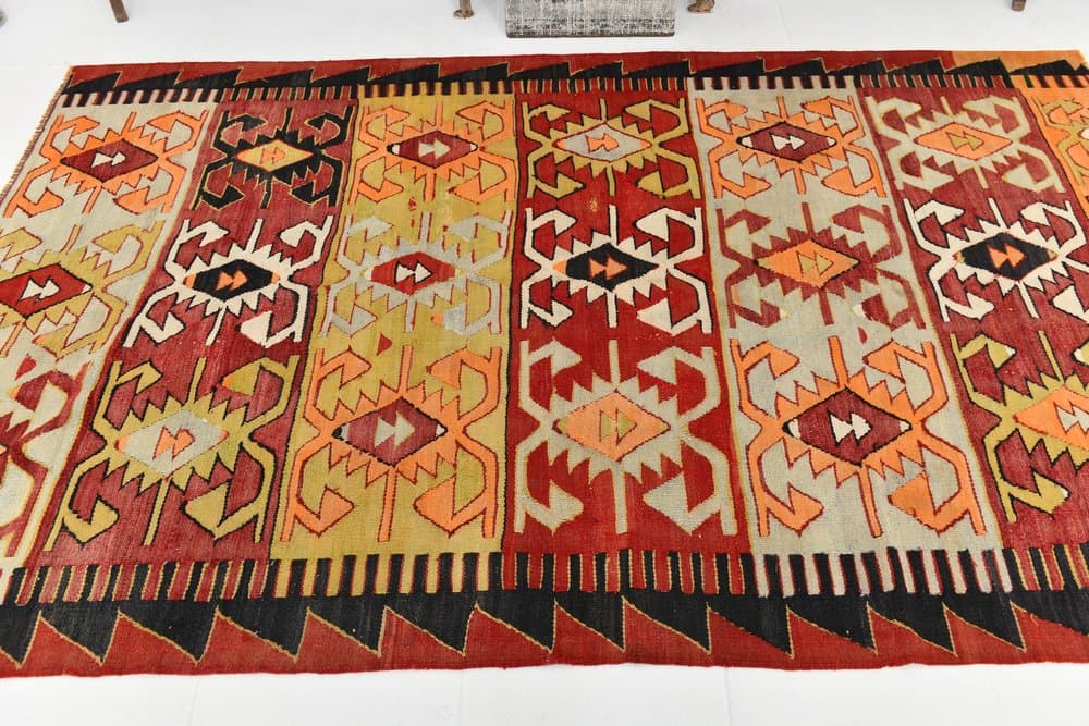 Rug 165x272 cm, Red, Black, Cotton, 1970s - 216803