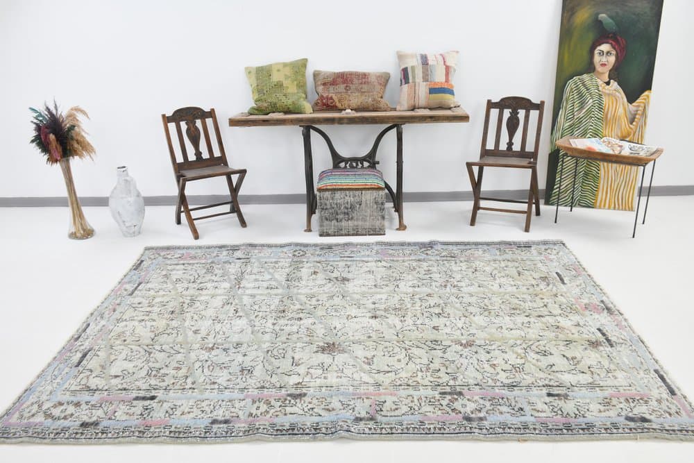 Dywan 185x276 cm, szary, wełna, lata 70. - 216780