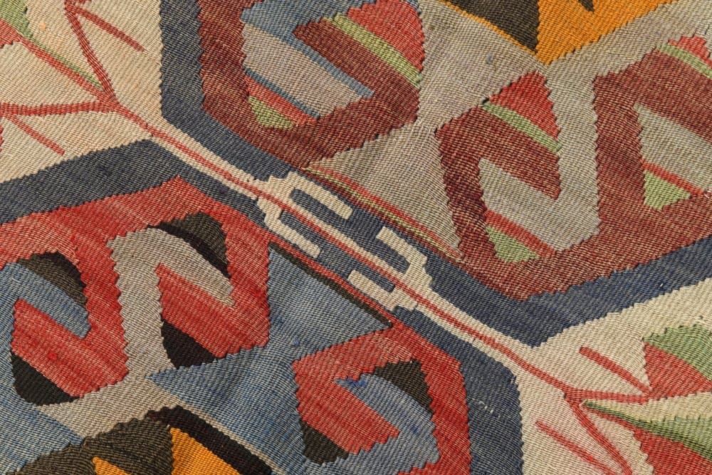 Kilim 156x314 cm, beżowy, czerwony, wełna, lata 80. - 219643