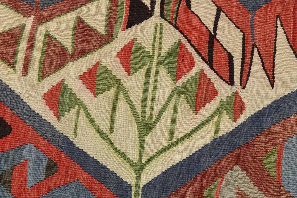 Kilim 156x314 cm, beżowy, czerwony, wełna, lata 80. - 219647