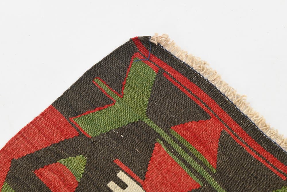 Kilim 156x314 cm, beżowy, czerwony, wełna, lata 80. - 219649