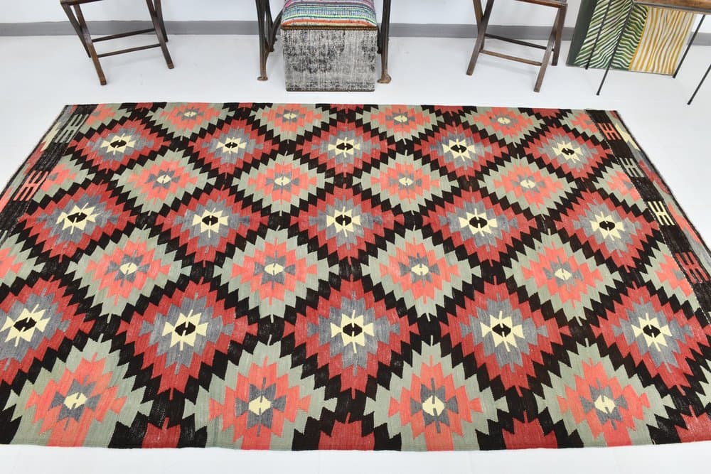 Rug 185x171 cm, Brown, Black, Wool, 1970s - 219590