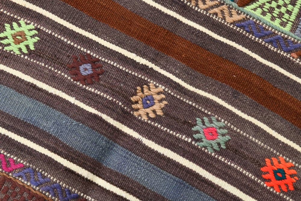 Kilim 148x235 cm, szary, czerwony, wełna, lata 70. - 219553