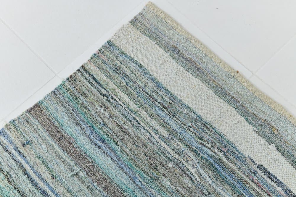 Kilim 141x312 cm, niebieski, szary, wełna, lata 70. - 219523