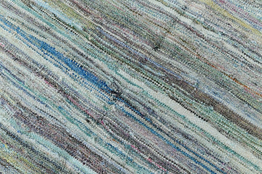 Kilim 141x312 cm, niebieski, szary, wełna, lata 70. - 219528