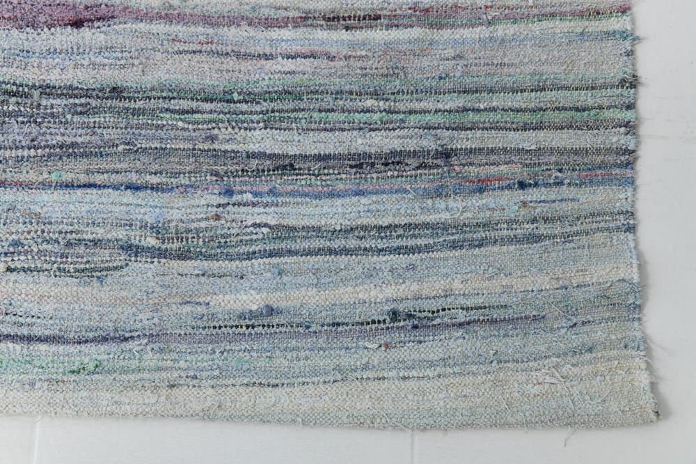 Kilim 141x312 cm, niebieski, szary, wełna, lata 70. - 219531