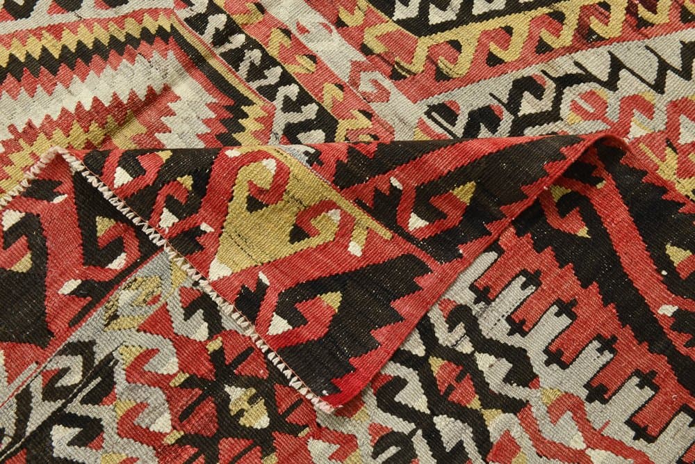 Rug 180x327 cm, Red, Beige, Wool, 1960s - 219493