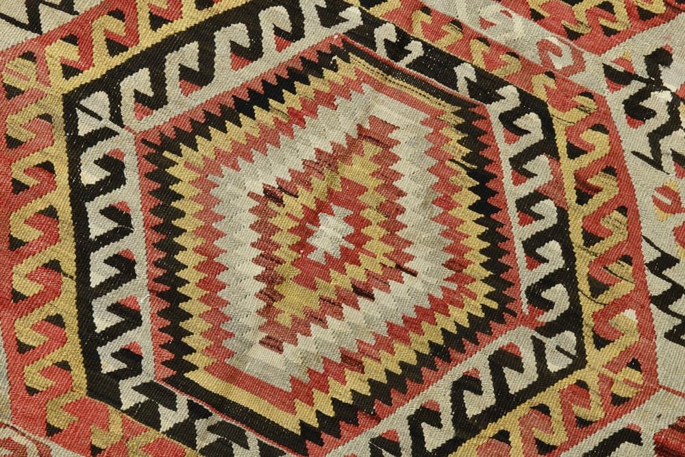 Rug 180x327 cm, Red, Beige, Wool, 1960s - 219489
