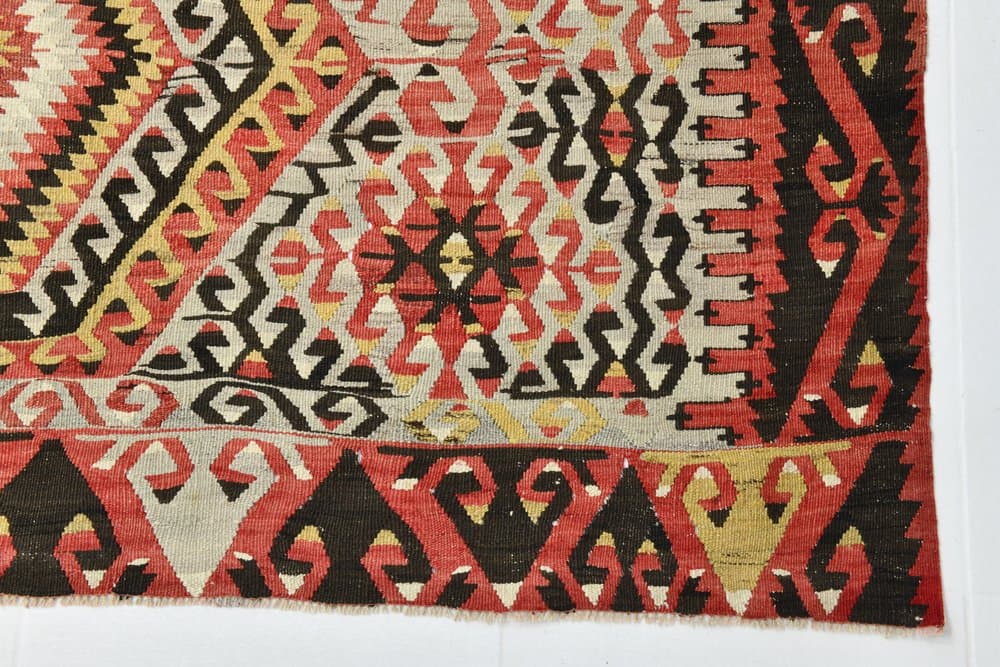 Rug 180x327 cm, Red, Beige, Wool, 1960s - 219492
