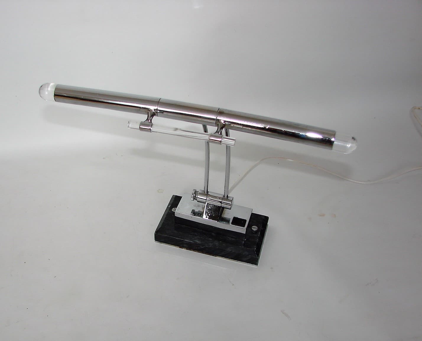 Lampka biurkowa, chromowany metal, marmur czarny, lata 80. - 219429