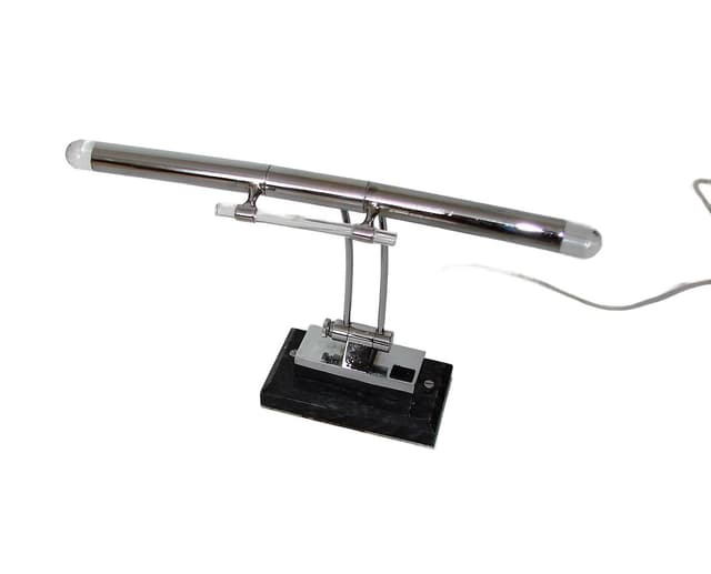 Lampka biurkowa, chromowany metal, marmur czarny, lata 80. - WYMIARY