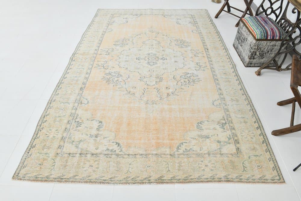 Dywan 181x284 cm, pomarańczowy, beżowy, wełna, lata 70. - 219446