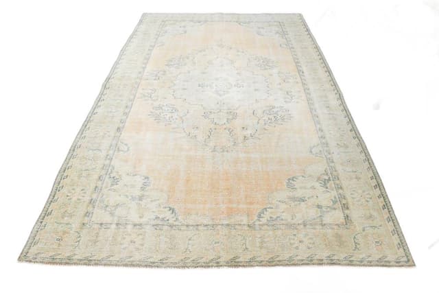 Dywan 181x284 cm, pomarańczowy, beżowy, wełna, lata 70. - WYMIARY