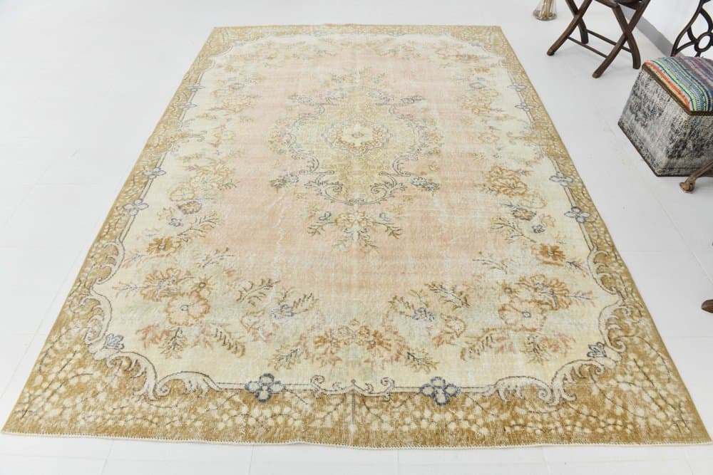 Rug 301x208 cm, beige, blue, wool, 1970s - 219867