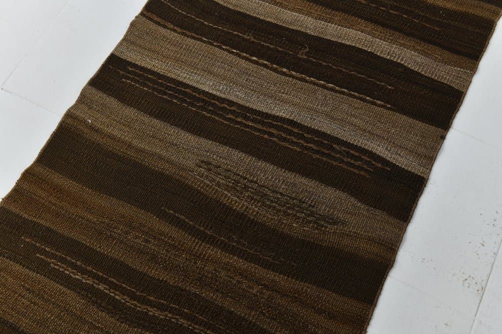 Chodnik kilim 267x83 cm, brązowy, wełna, lata 70. - 219844