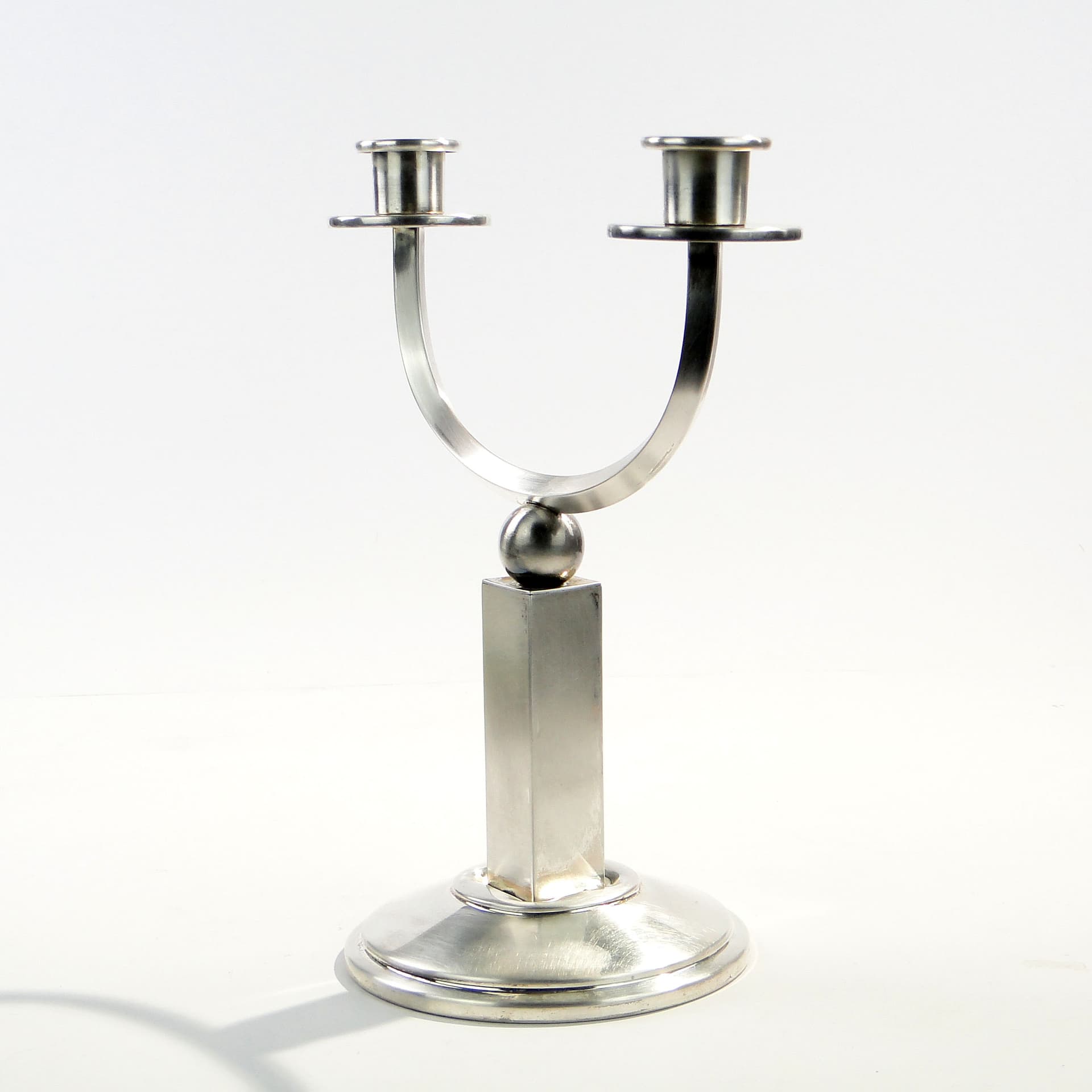 Two-armed candlestick Art Deco, silver, brass, Czechoslovakia, 1920s. - 1602