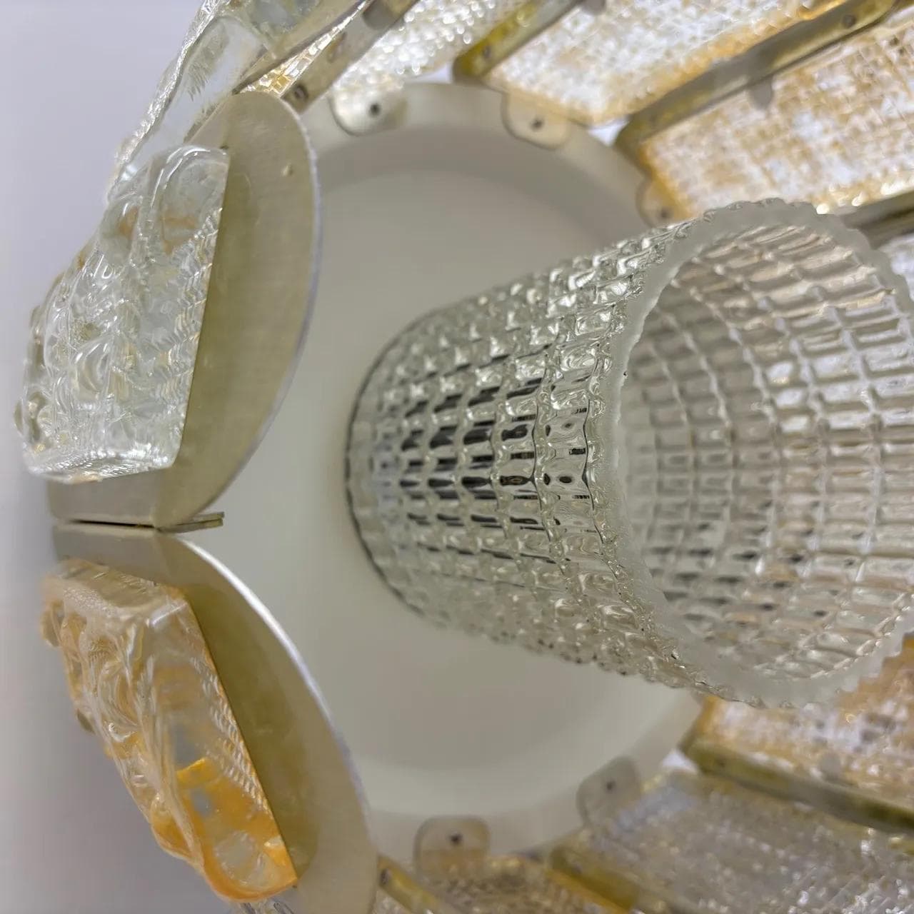 Lampa wisząca, Vitrika, aluminium złoty, szkło, Dania, lata 70. - 16014