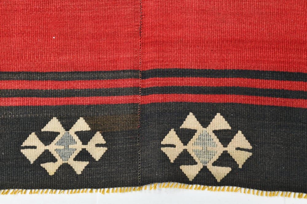 Kilim 177x136 cm, czerwony, czarny, wełna, Turcja, lata 70. - 219795