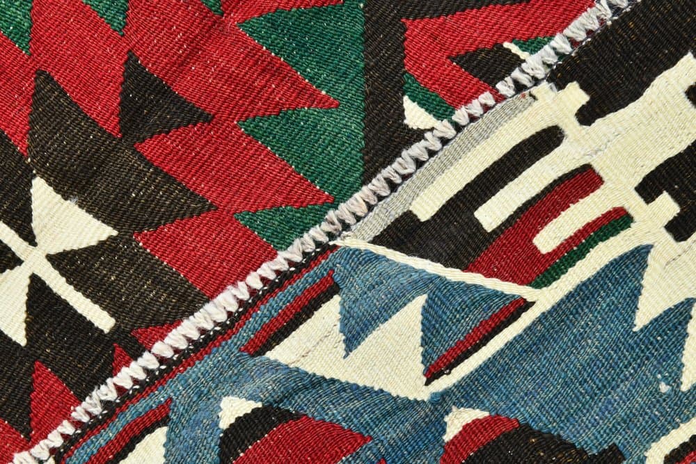 Kilim 162x320 cm, czerwony, zielony, wełna, lata 70. - 219775