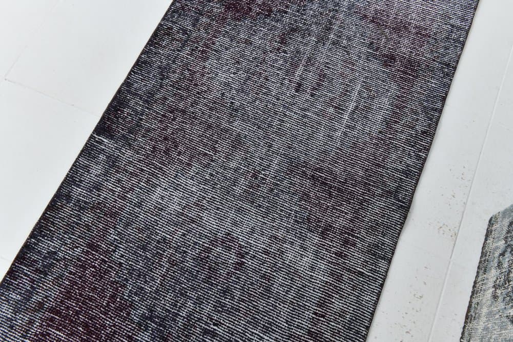 Chodnik 80x265 cm, śliwkowy, antracytowy, wełna, lata 70. - 219752