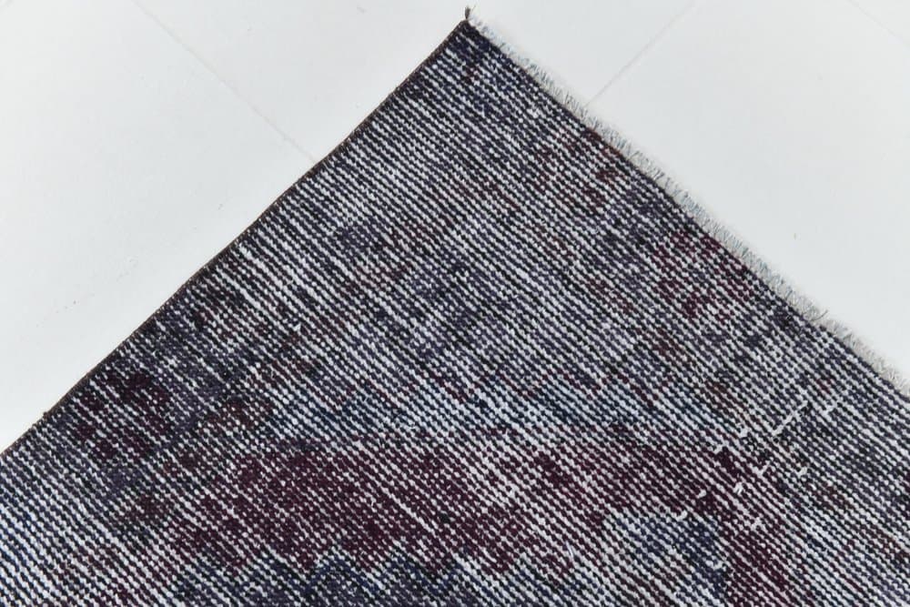 Chodnik 80x265 cm, śliwkowy, antracytowy, wełna, lata 70. - 219758