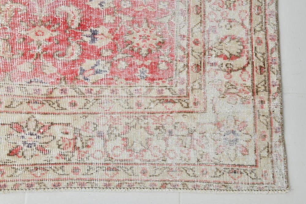 Rug 201x299 cm, Red, Beige, Wool, 1960s - 219705