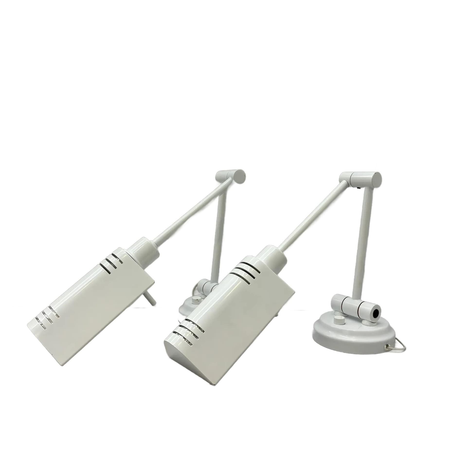 Białe, modernistyczne kinkiety metalowe, Holtkötter, Niemcy, lata 90.