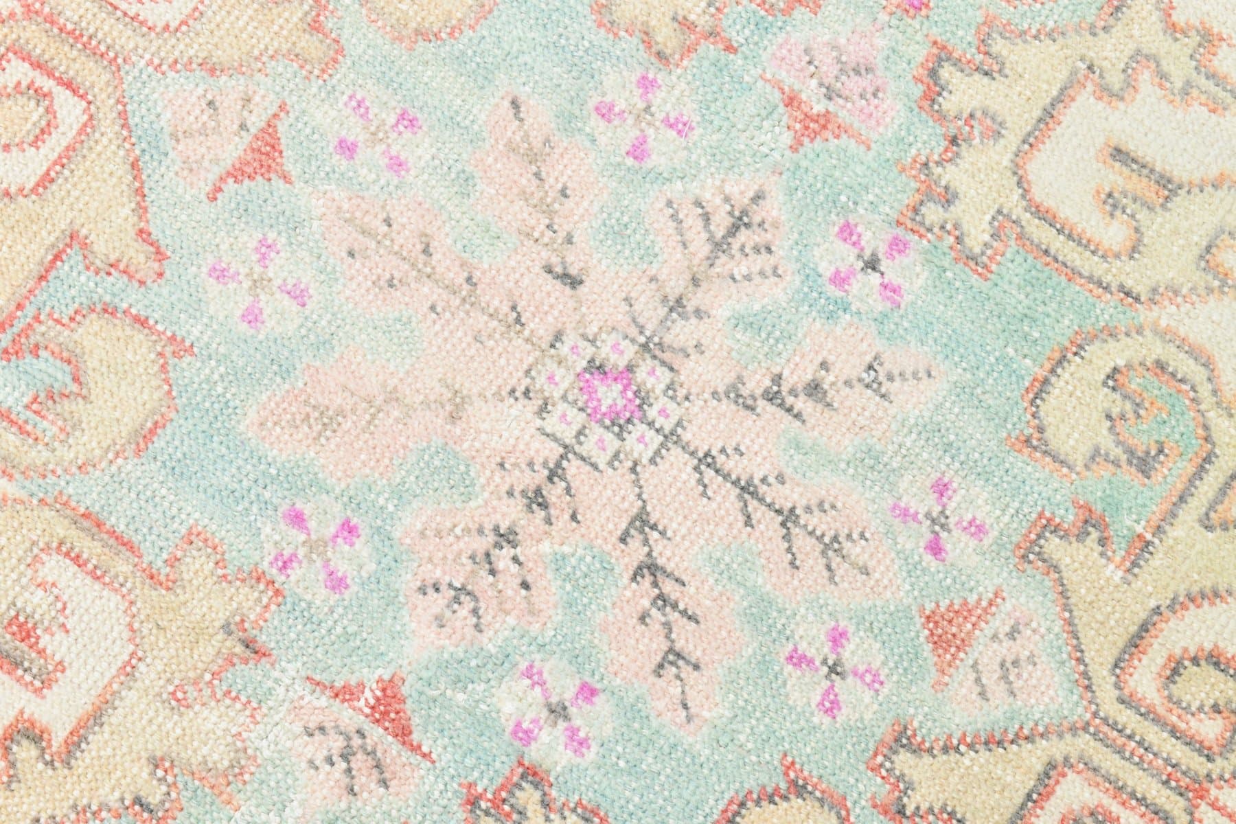 Dywan 228x134 cm, różowy, niebieski, wełna, Turcja, lata 70. - 220118