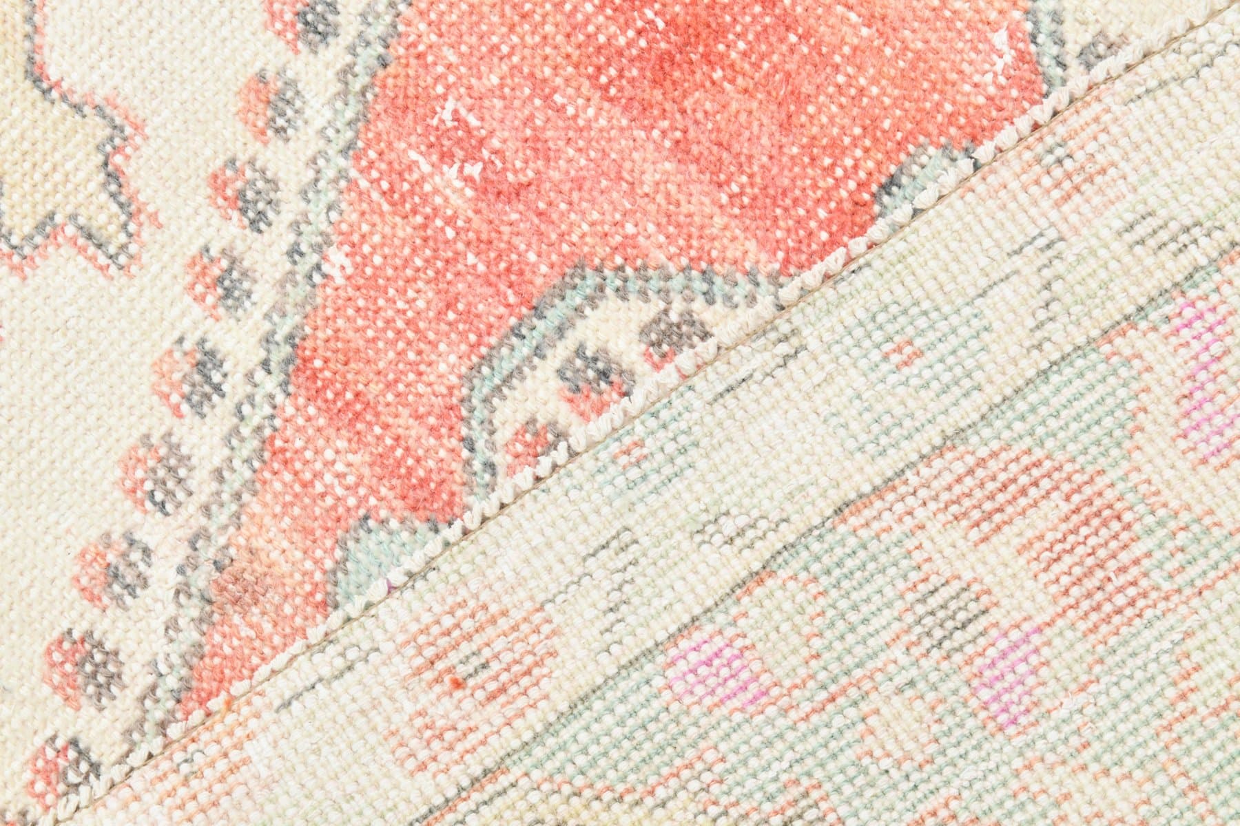 Dywan 228x134 cm, różowy, niebieski, wełna, Turcja, lata 70. - 220114