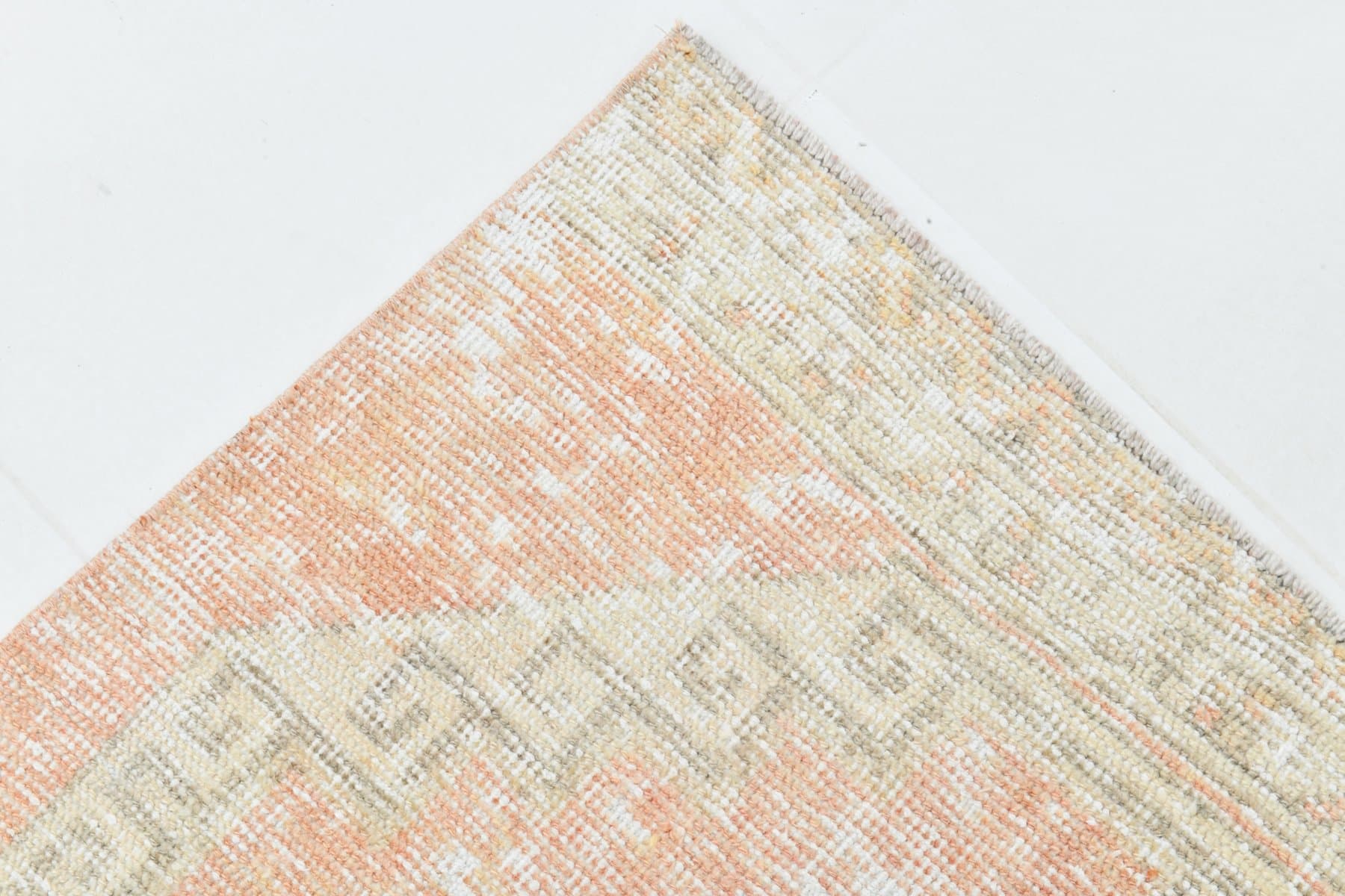 Chodnik 304x73 cm, beżowy, różowy, wełna, lata 70. - 220087