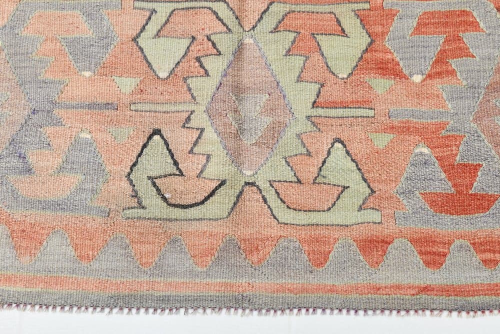 Kilim 155x347 cm, różowy, wełna, lata 70. - 220075